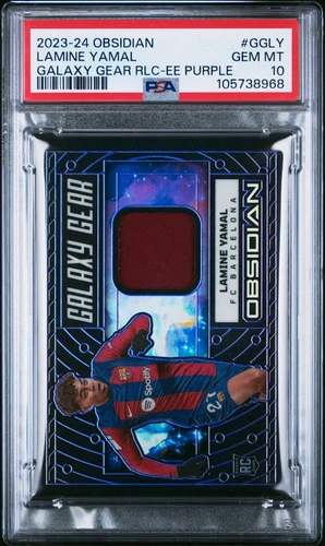 2023-24 Panini Obsidian Lamine Yamal Galaxy Gear Purple Patch /50 PSA 10 Pop 3!!