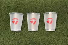 VERY RARE NEW Taylormade Golf Three Pack Clear Plastic Red Logo Plastic Cups