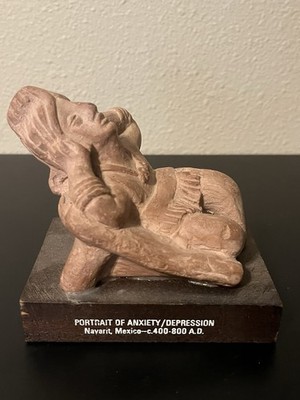 Vintage Schering Pharmaceutical Mayan Advertising Figure Anxiety Depression