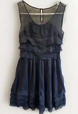 Anthro Burlapp Little Black Silk Cocktail Dress Womens 6 Old Money Whimsy EUC