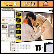 150" 4K HD Projector Screen - Foldable Portable Double-Sided Indoor/Outdoor Cine