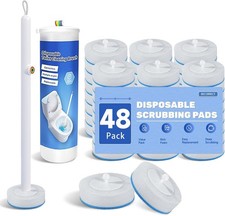 Disposable Toilet Brush with 48 Refills and Replaceable Scrubber Heads  Toilet