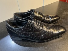 Stacy Adams Men's Black Printed Ostrich Quill Leather Dress Shoes, Size 12M