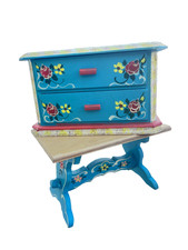 1950s Collection of German Wooden Hand Painted Blue Dollhouse Furnishings 2 piec