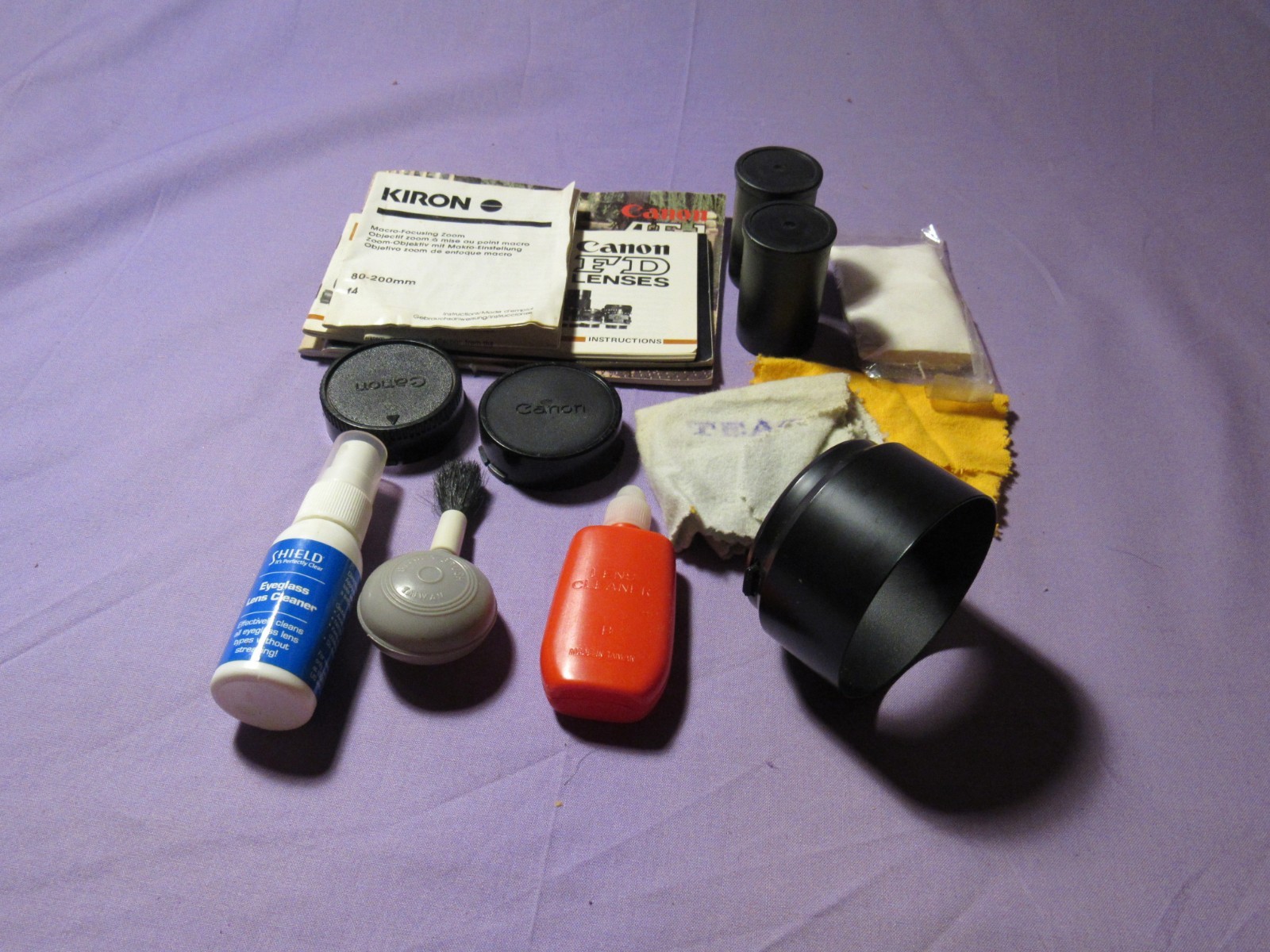 Cannon AE 1 camera with yucksack and misc. attachments