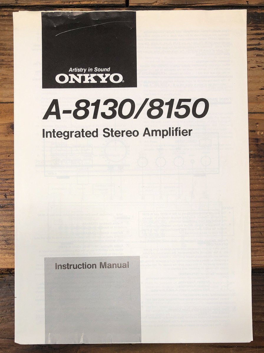 Onkyo A-8130 A-8150 Amplifier Owners / User Manual *Original*