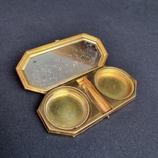 Poudrier Ancien HOUBIGANT France - Étui Maquillage Vintage Doré