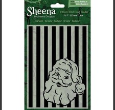 Sheena Embossing Folder 5x7 Vintage Santa With Stripes