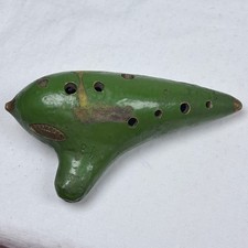 Vintage Champion Ocarina Germany Green w/ Gold Ceramic Flute B7 Sweet Potato
