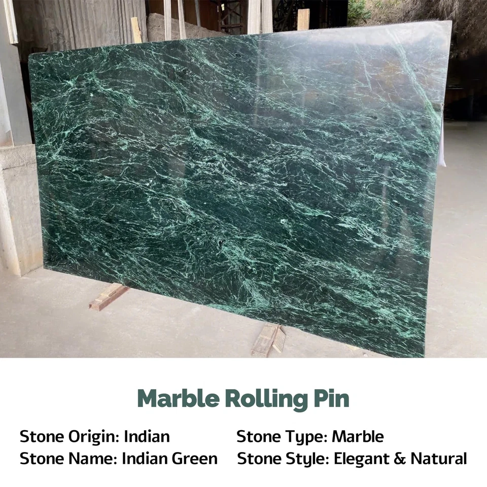 Indian Natural Marble Rolling Pin, Non-Stick Polished Dough Roller, Pasta, Du... - Image 4 of 4