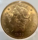 US 1899 Gold $20 Dollars NGC MS61 Double Eagle Liberty Head