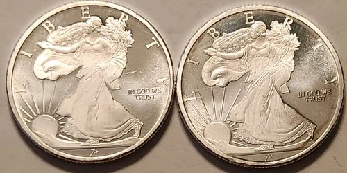 Lot of 2 – 1/2 oz .999 Fine Silver Rounds Walking Liberty Design SilverTowne