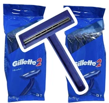 10 Authentic Gillette 2 Disposable Razors Twin Blade NO Lubrastrip 2 Packs Of 5