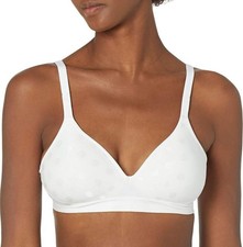 Hanes Women's Ultimate Perfect Coverage Foam Wire-Free Bra, White, Large