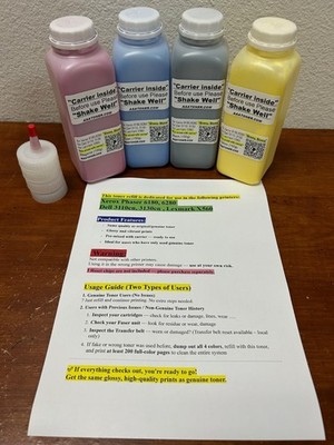 4 Toner Refill for Xerox Phaser 6180, 6280, Lexmark X560 Printer (REFILL ONLY)