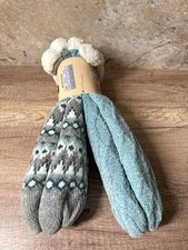MUK LUKS Cabin Socks L/XL 2 Pair Blue Gray Fair Isle Faux Fur Lined Gripper New