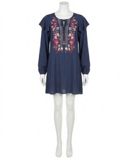 Umgee Floral Embroidered Puff Sleeve Dress Size S