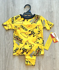 Kids Size 4 Pokemon 2-Piece Short Sleeve Shirt and Pajama Pant Set Yellow New