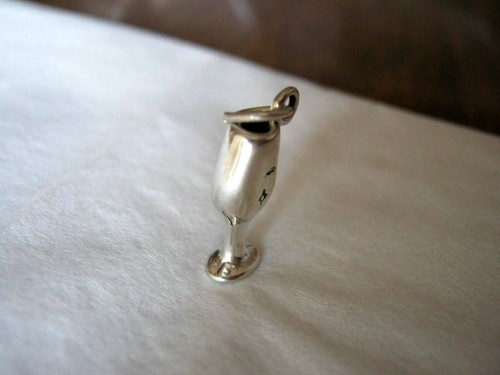Sterling Silver 925 Wine Glass Charm .66" x .23" - Picture 4 of 7