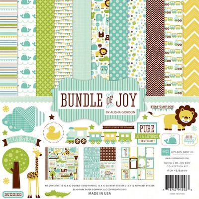 ECHO PARK ''BUNDLE OF JOY'' BOY 12X12 PAPER PACK BABY   INFANT SCRAPJACK'S PLACE