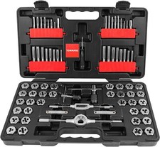 75Pc Tap and Die Set,SAE  Metric Hex Thread Taps Dies Wrench Threading Tool Kit