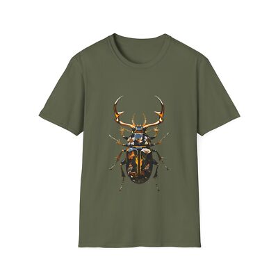 T-shirt Unisexe Scarabée Nature Doré Noir   Éco, Graphique, Cadeau Unique