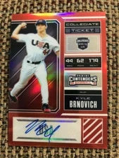 (1) KYLE BRNOVICH 2018 USA Baseball Contenders Optic RED /100 Auto QTY Orioles