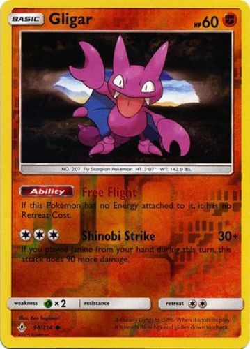 LP Pokemon Gligar - 98/214 - Common - Reverse Holo Lightly Played Unbroken Bonds