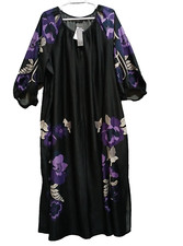 Lane Bryant Womens Maxi Kaftan Dress Plus 20 Black Floral Flowy Belted New