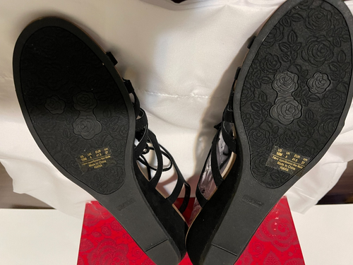 Carlos Santana Damen-Sandalen Größe 10 Kiara Gladiator Keilabsatz schwarz Stoff zum Binden - Bild 4 von 7