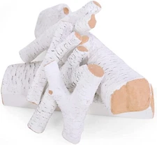 6 Pieces Ceramic Wood Set For Gas Fireplace Fake Burning Logs Fire Place Decor