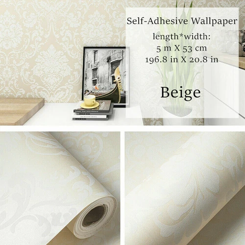 5M Floral Wallpaper Sticker Self-Adhesive Non-woven Wall Paper Home Decor Modern - Bild 21 von 24