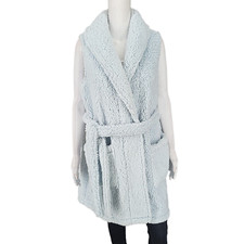 BumbleBella by Jill Martin Sherpa Shawl Collar Cardigan Vest Medium Sz Blue