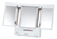 Jgl9w White Home Mirror with Adjustable Magnification and Built-in Outlet