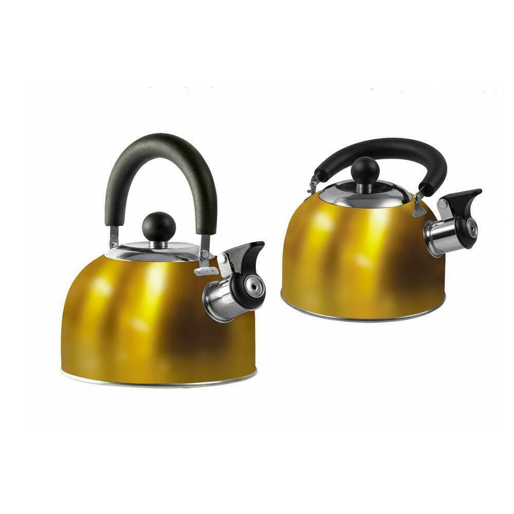 GOLD 1.6 Litre  Gas Hob Kettle with Folding Handle Caravan Motorhome