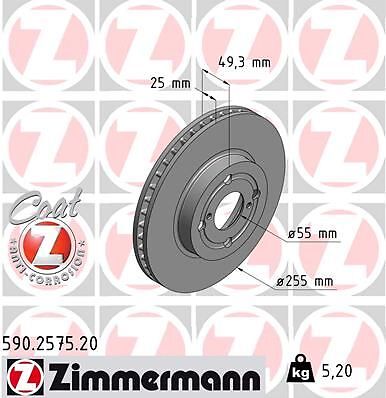 2X Zimmermann 590.2575.20 Bremsscheibe FüR Toyota-image