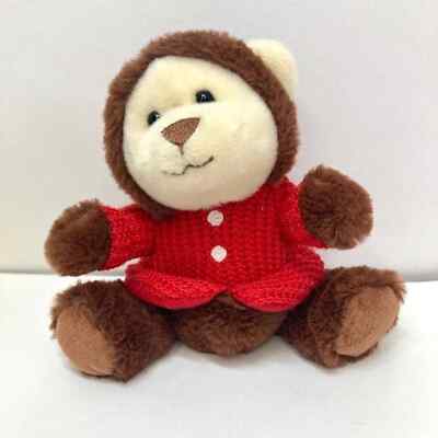White Bear Brown Teddy Costume Red Shirt Stuffed Animal Plush Mini Soft 4'' Toy