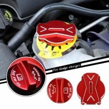 CNC Radiator Cap&Engine Oil Cap Trim Accessorie For Dodge Challenger Charger 09+
