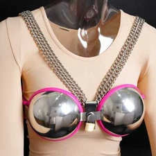 Stainless Steel Bra Breast Clamps Bondage Limit Chastity Belt Cosplay for Woman
