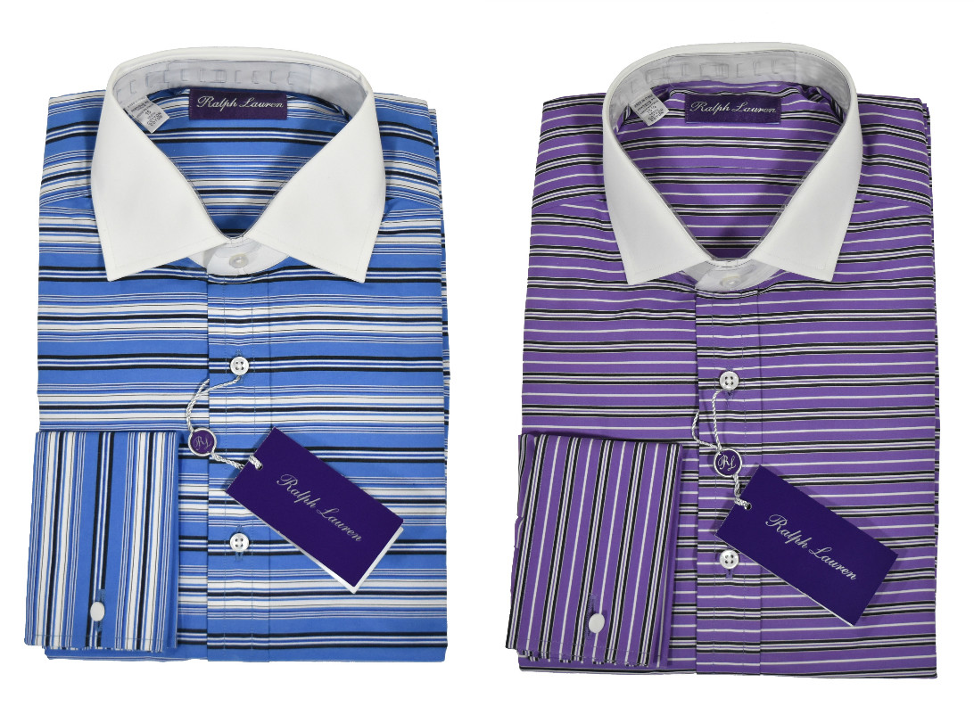 Ralph Lauren Purple Label Striped French Cuff Dress Shirt New $450