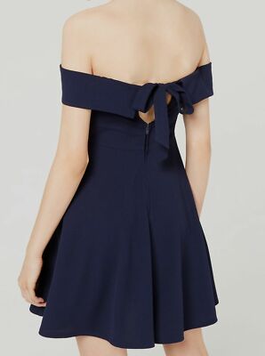 City Studio Womens Juniors Ruffled Fit & Flare Flounce Dress Navy 9