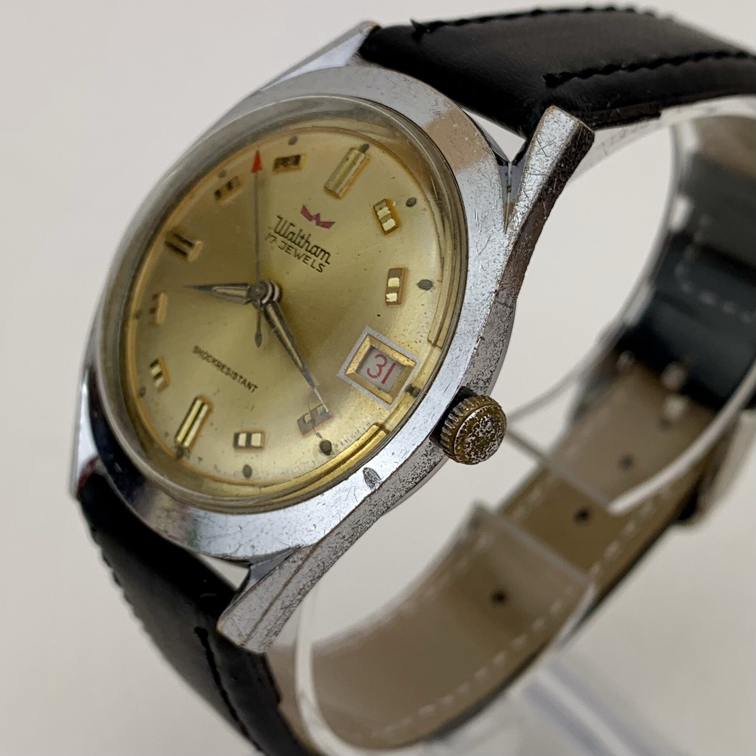 Vintage Waltham Mens Watch 1970’s Date Red Arrow … - image 5