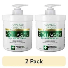 New Advanced Clinicals Collagen Skin Rescue Lotion Hydrating 16 oz (Pack of 2)