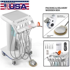 Portable Dental Cart Delivery Unit  Air Compressor LED Curing Light Scaler 4Hole