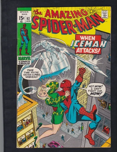 Marvel Comics Amazing Spider-Man #92 Iceman Appearance 1971 VF-/FN!