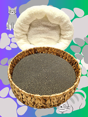 Soft Cat Bed with a Scratch Pad Set of 3 pcs.
