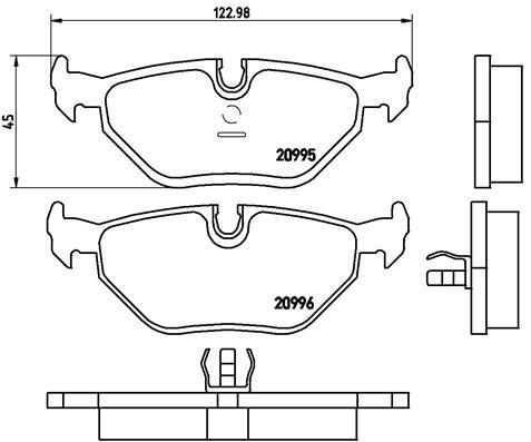 Rear BREMBO P 06 011 Brake Pad Set, disc brake for BMW,WIESMANN