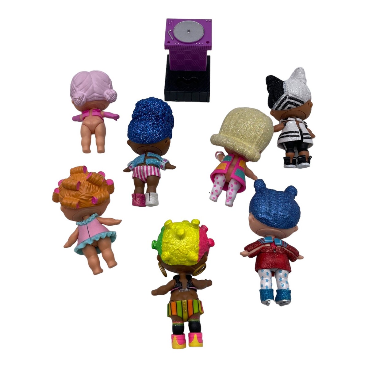LOL Surprise Doll Mixed Lot of 7 Dolls and DJ Stand