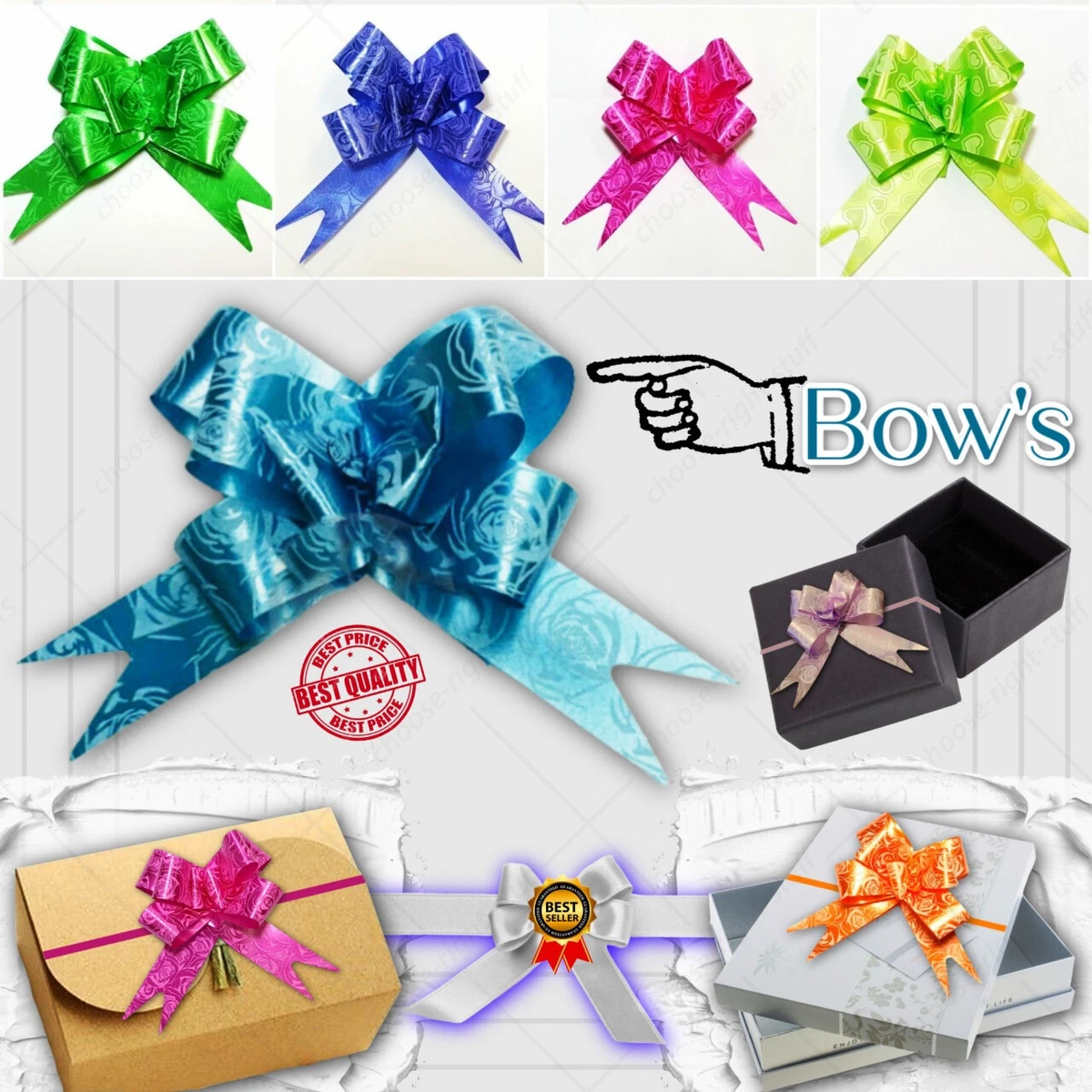 30MM PULL BOWS Wedding Car Gift Wrap Ribbon Florist Pew Xmas Decorations all