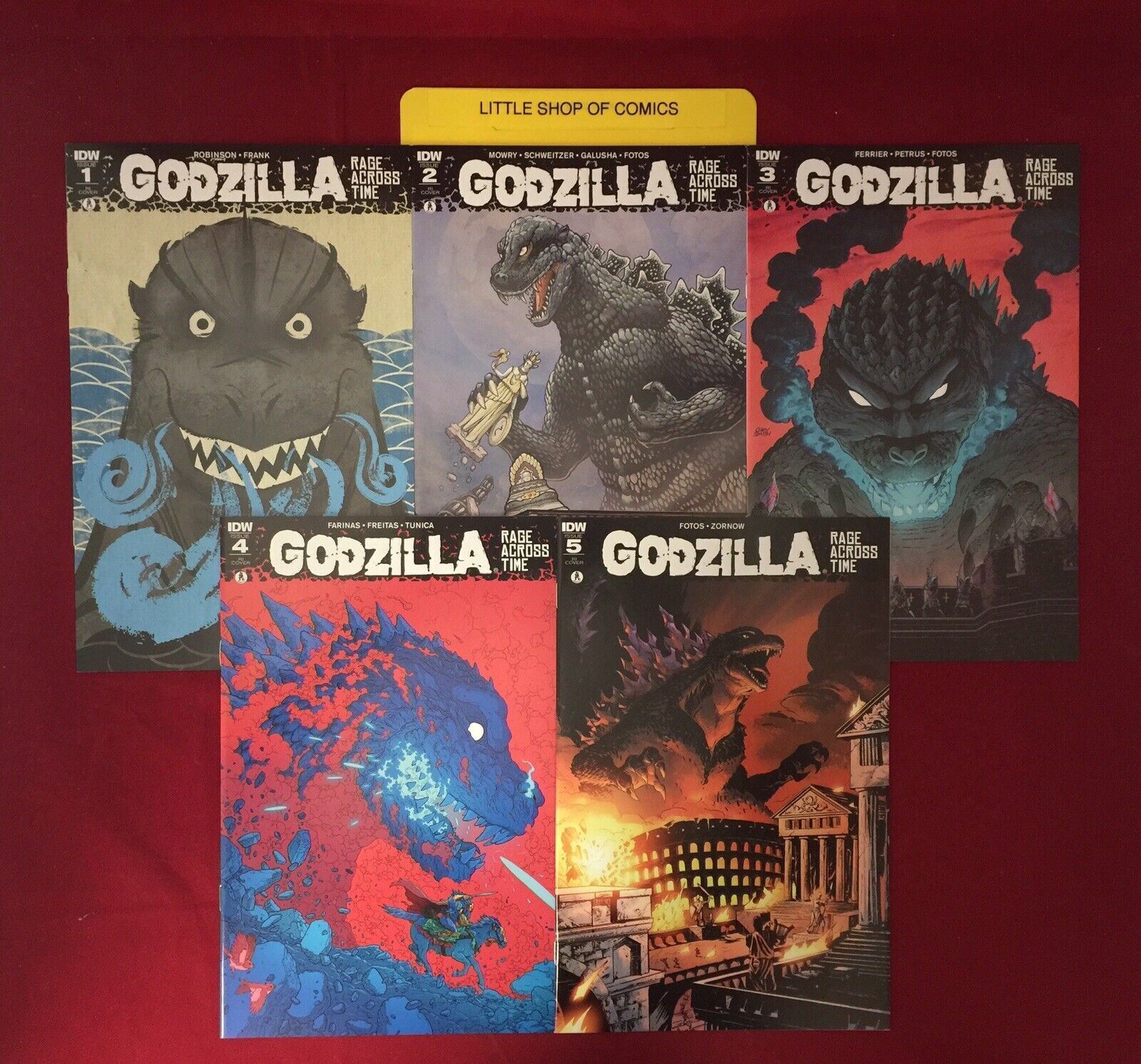 Godzilla Rage Across Time 1 2 3 4 5 1:10 Variant Complete Set VFNM IDW 2016